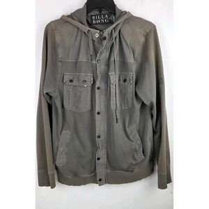 Billabong Full Zip Men's Large Grey Thrasher Hoodie Full Zip Buttons Discolored